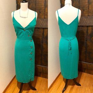 Green Button Midi Dress